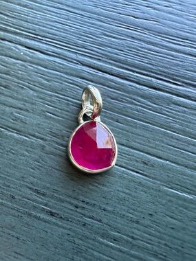 Monica Vinader Siren Bezel Gemstone Small Pendant Sterling Silver & Pink Quartz